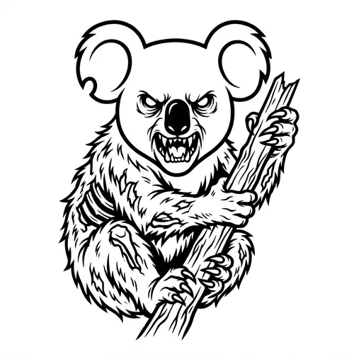High-Definition Zombie Koala Line Art Design