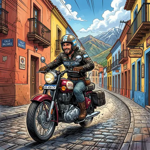 Argentinian Man on Royal Enfield Classic 350 - Streets of Salta