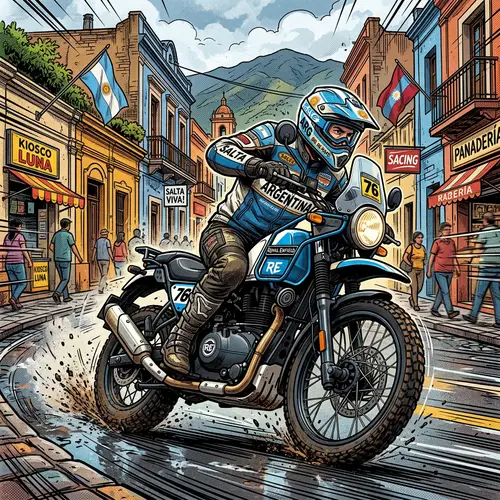 Argentinean Motorcyclist Racing Through Vibrant Streets of Salta