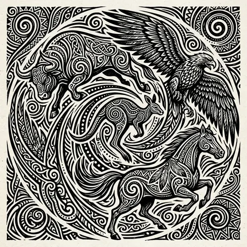 Spirit of Unity: Tribal Animal Illustration