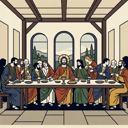 Minimalist reinterpretation of 'The Last Supper'