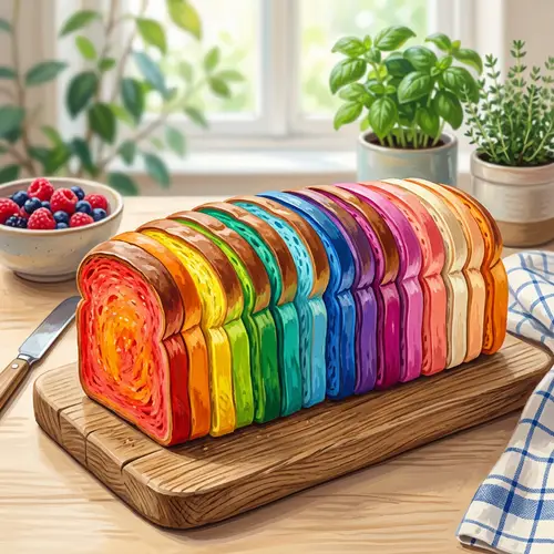 Vibrant Painted Sliced Loaf of Bread Illustration