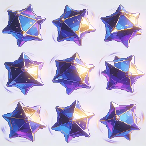 Stellated Icosahedron Sprite Sheet for Retro Games