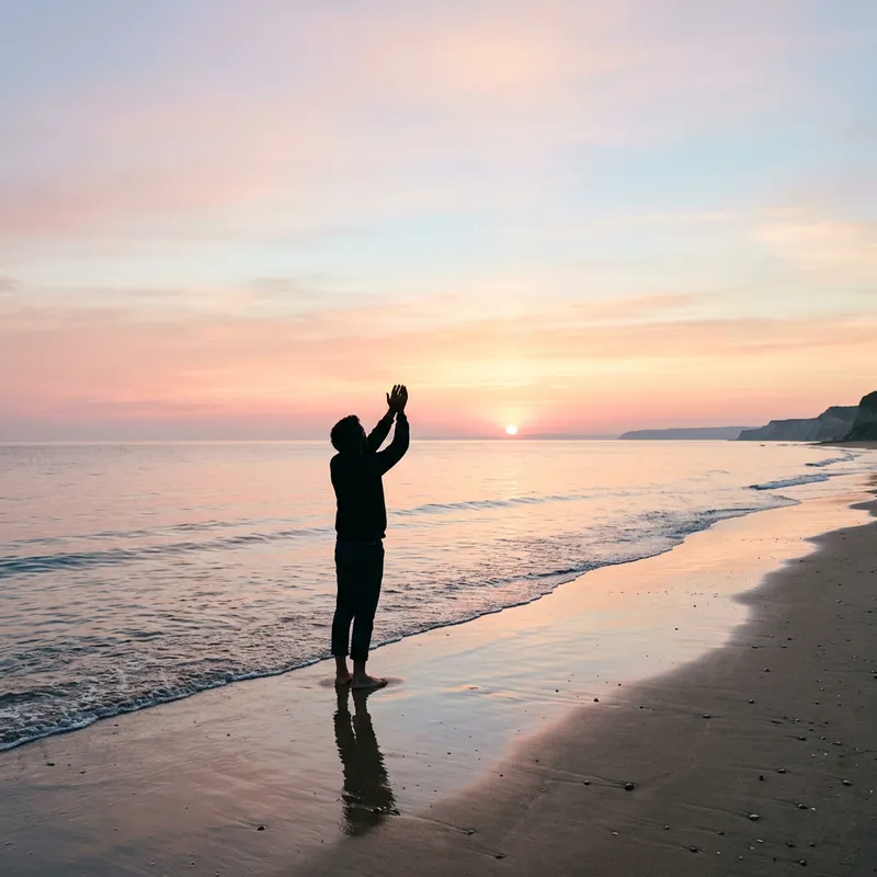 Serene Sunrise Silhouette at the Beach