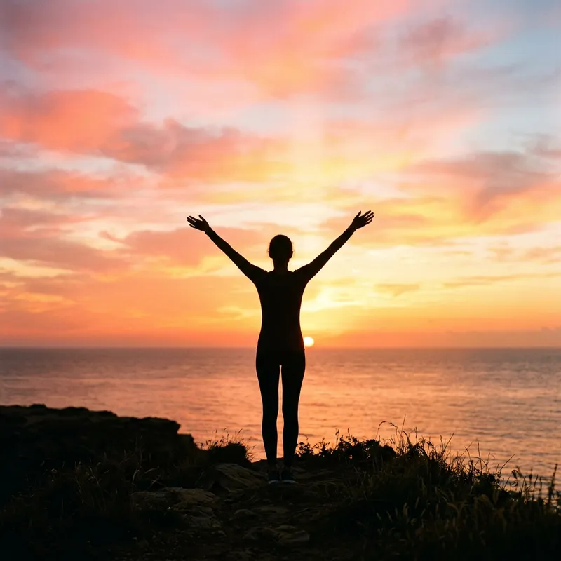Serene Silhouette Against a Vibrant Sunrise