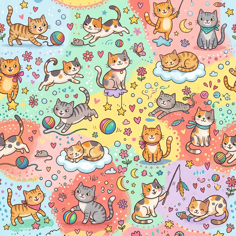 Playful Kids Cat Pattern for Fun Projects