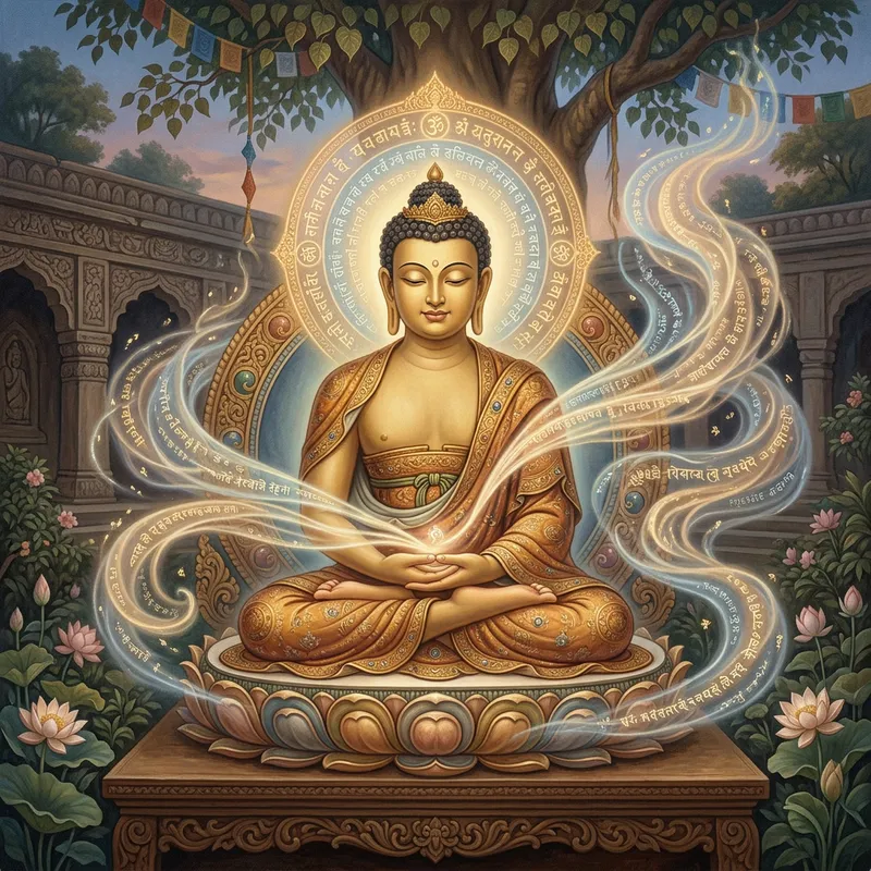 Serene Buddha Manifesting Dharma - Spiritual Canvas Art