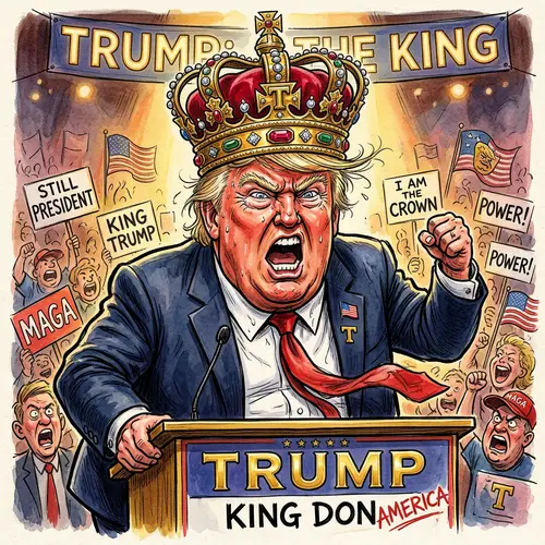 Angry Trump Caricature with Crown | Unique Artwork