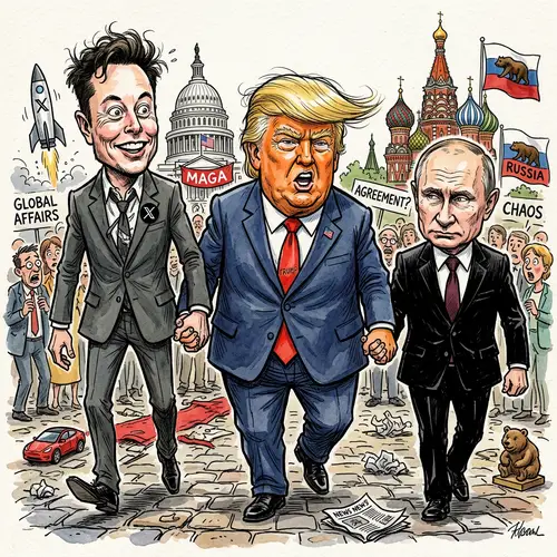Elon Musk, Trump & Putin: A Caricature of Unity