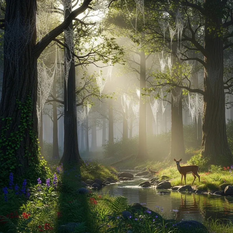 Enchanting Misty Forest at Dawn