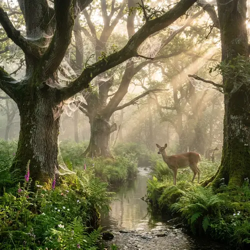 Enchanting Misty Forest at Dawn