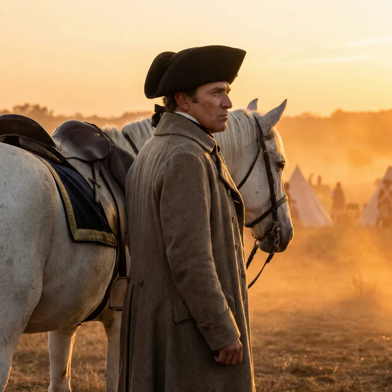 Historic General on Battlefield - Leadership in Focus