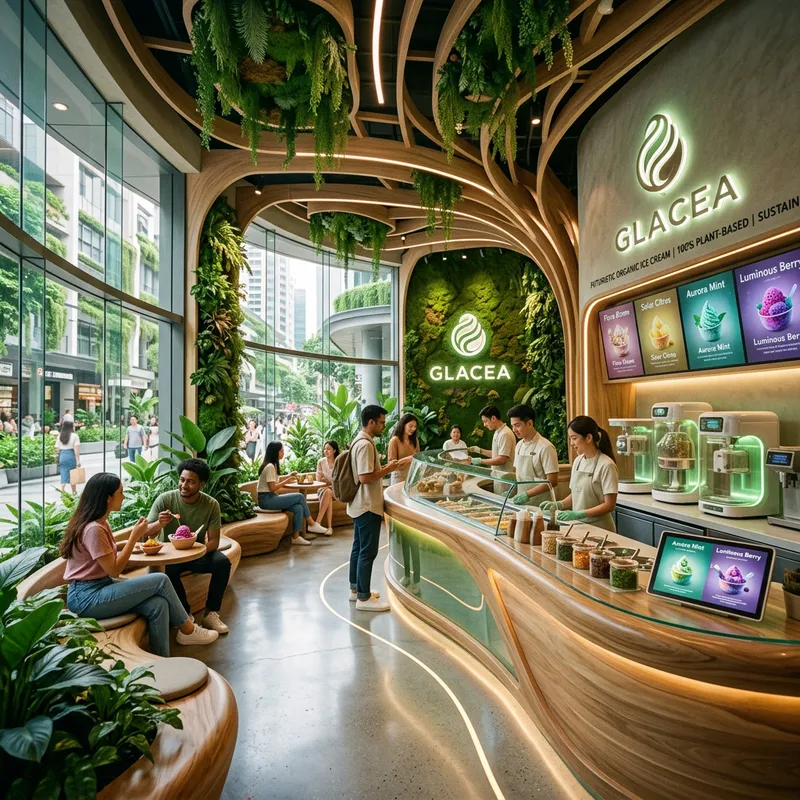 Futuristic Organic Ice Cream Shop Design
