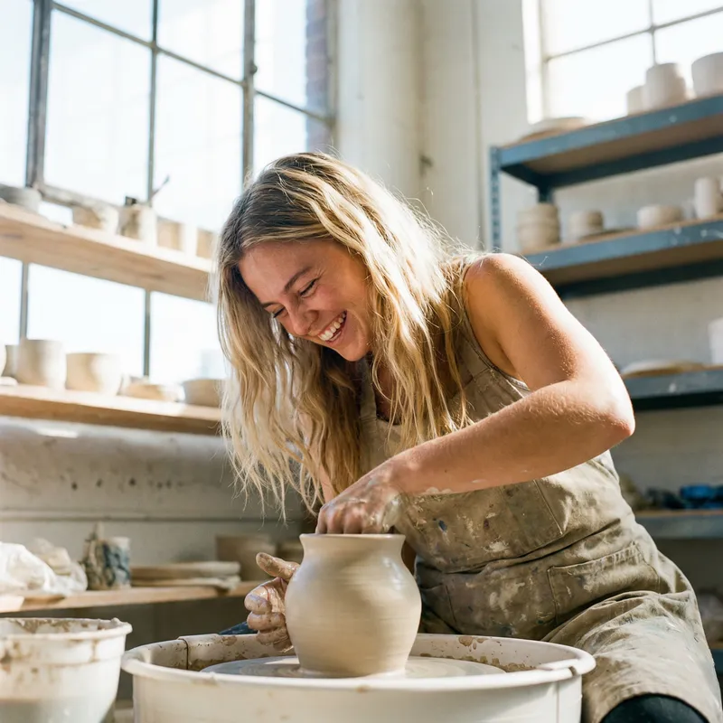 Happy Blonde Woman | Focused and Radiant Joy
