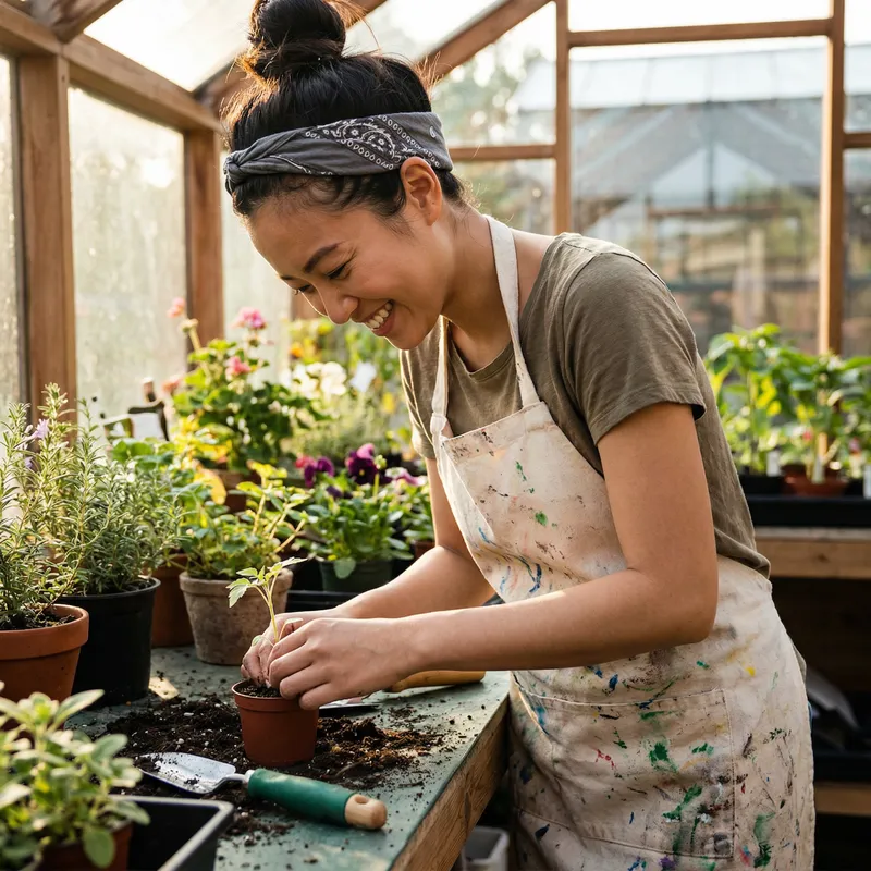 Young Woman Smiling with Focus and Happiness