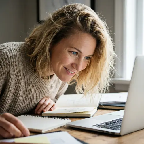 Scandinavian Woman Immersed in Work: Focus and Positivity