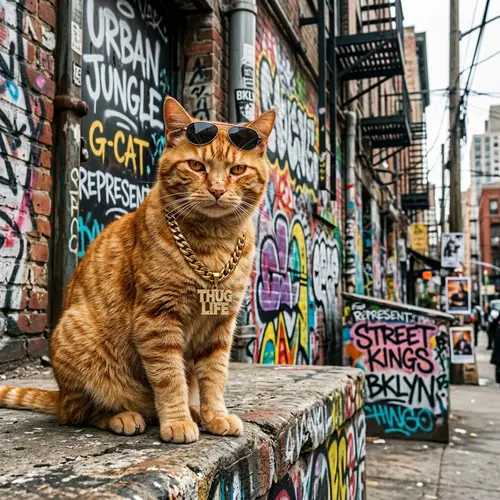 Ginger Cat Thug Life | Street Spirit Feline with Gold Chain
