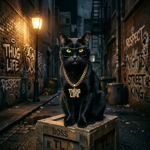 Swagger Cat: Cool Street-Savvy Feline with 'Thug Life' Style