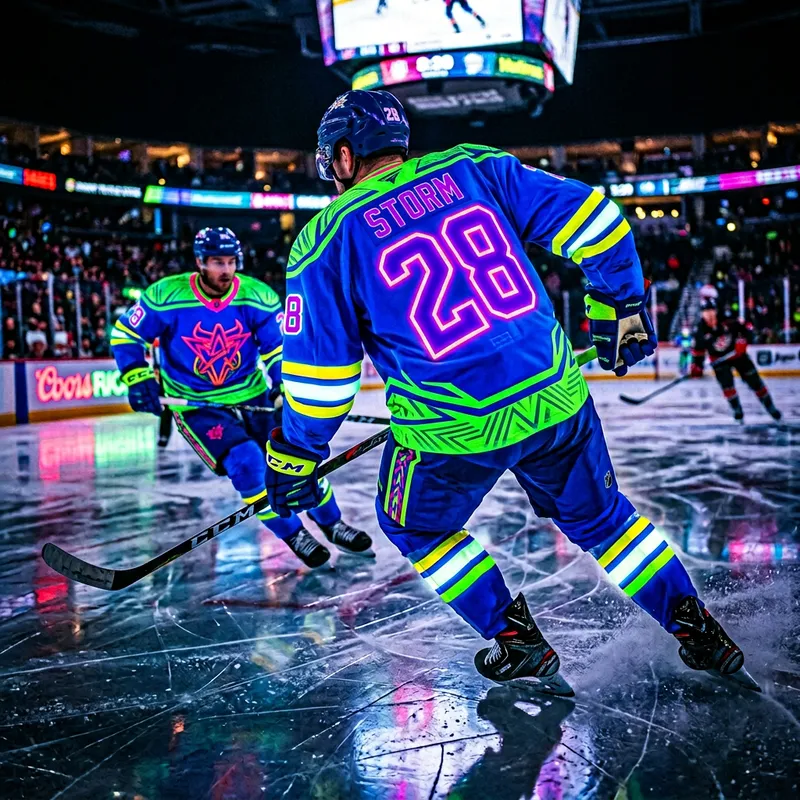 Vivid Neon Ice Hockey Jersey | Electric Blue & Neon Green