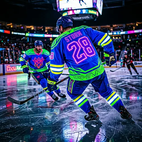 Vivid Neon Color Ice Hockey Jersey | Electric Blue & Neon Green