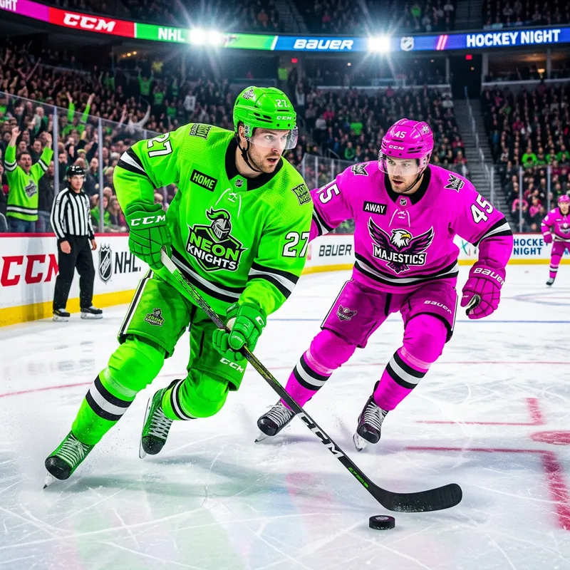 Distinct Neon Green & Magenta Ice Hockey Jerseys