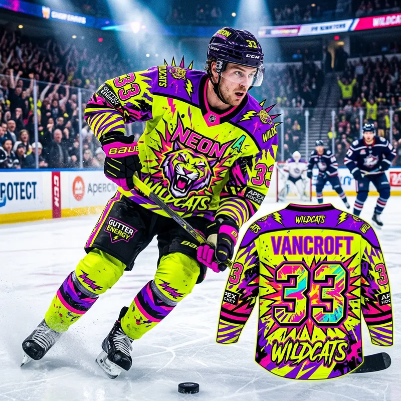 Distinct Home Ice Hockey Jersey's | Neon Yellow & Bright Purple