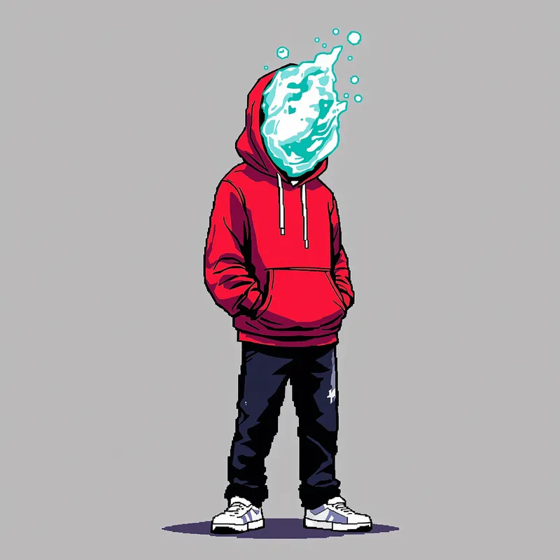 Round Sprite Character in Red Hoodie