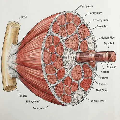 Anatomical Cross-Sectional Illustration of Skeletal Muscles