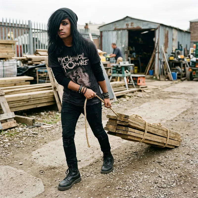 South Asian Teenager Emo Dragging Boards - Unique Image Moment