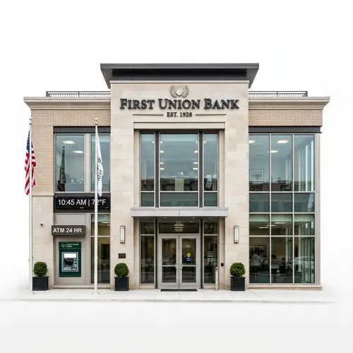 Realistic Bank Image on White Background