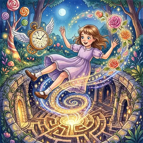 Clara's Magical Journey into the Glowing Labyrinth