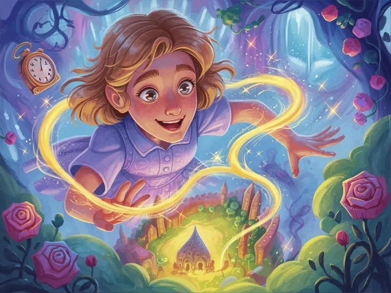 Clara's Magical Journey into the Glowing Labyrinth