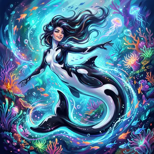 Surreal Orca-Humodel Hybrid Digital Art