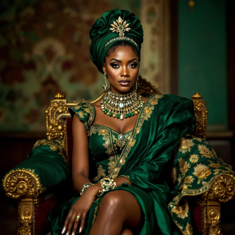 Angiebee African Queen in Green Regalia