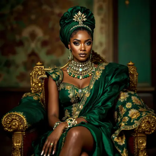 Angiebee African Queen in Green Regalia