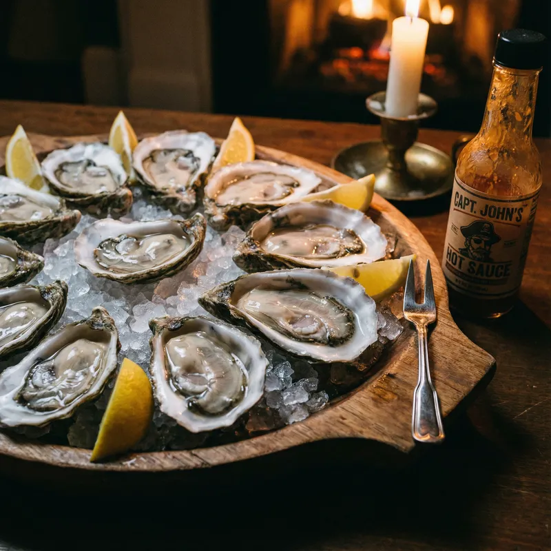 Les Huitres: Fresh Oysters on Rustic Platter