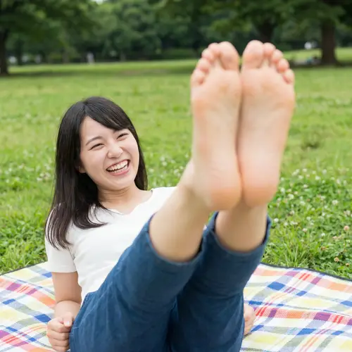 Young Asian Beauty Relaxing on Her Back