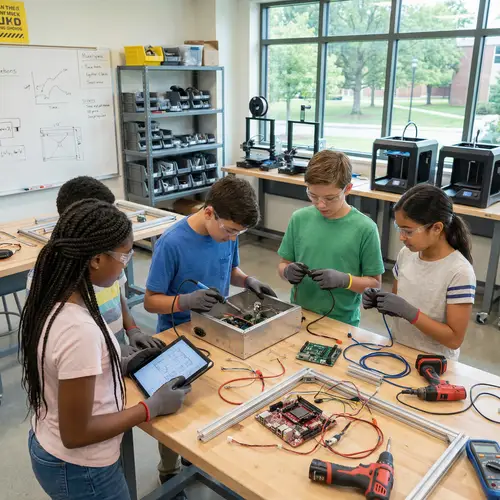 Diverse Kids Collaborate to Build a Robot