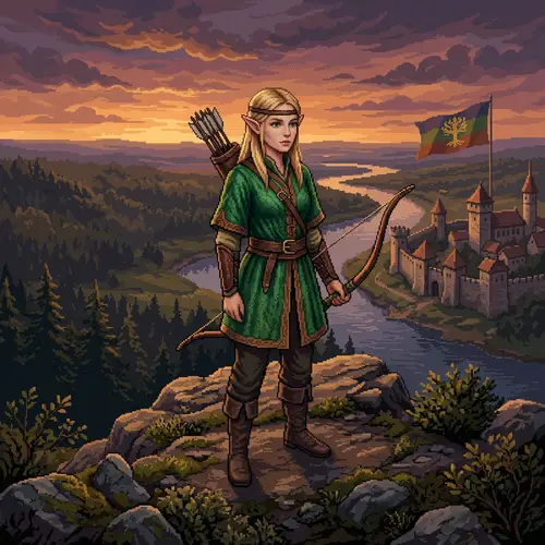 Caucasian Elf Girl in Pixel Art | Nationalism Style