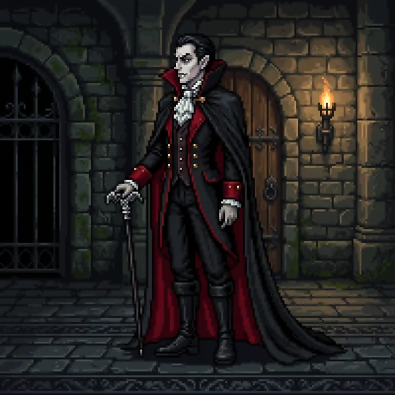 Pixel Vampire Character Design - Side View