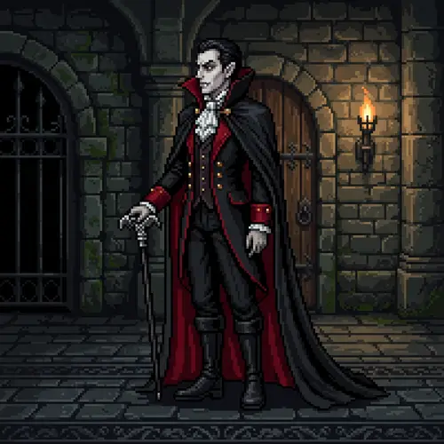 Pixel Art Vampire Character Design, Full Body - Side View