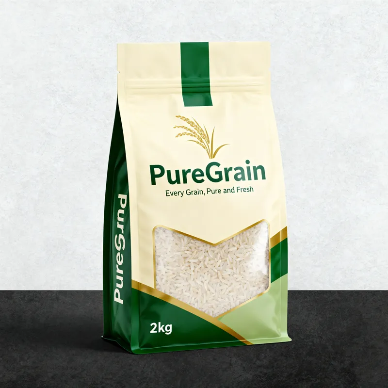 PureGrain Rice Packaging – 2 kg Stand-Up Pouch