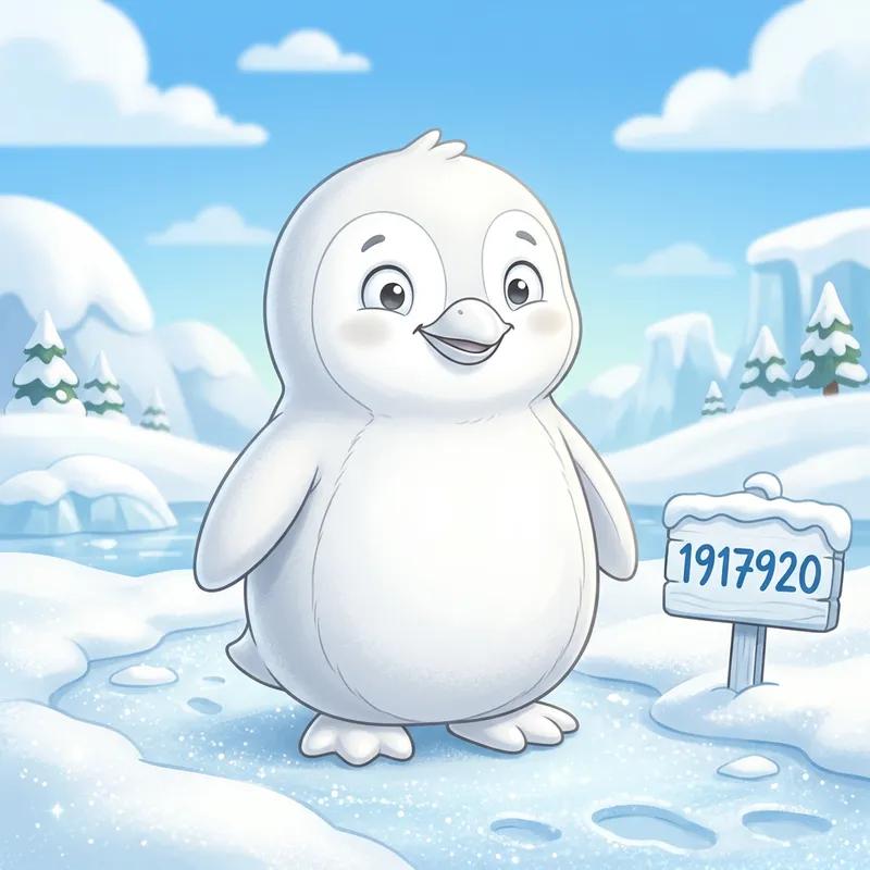 Adorable All-White Cartoon Penguin