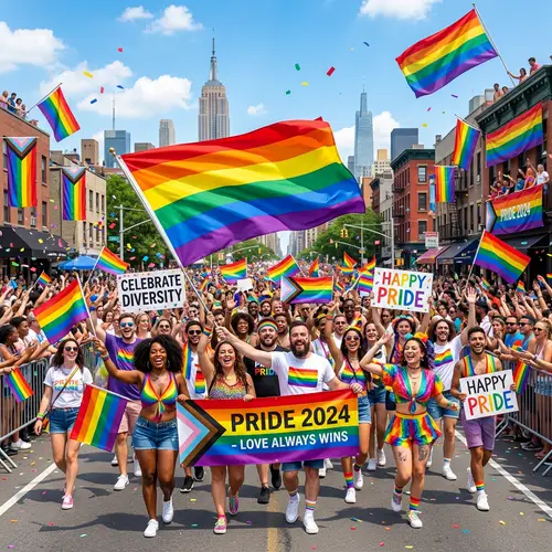 Colorful Pride Flag Parade - Celebrate Diversity and Inclusion