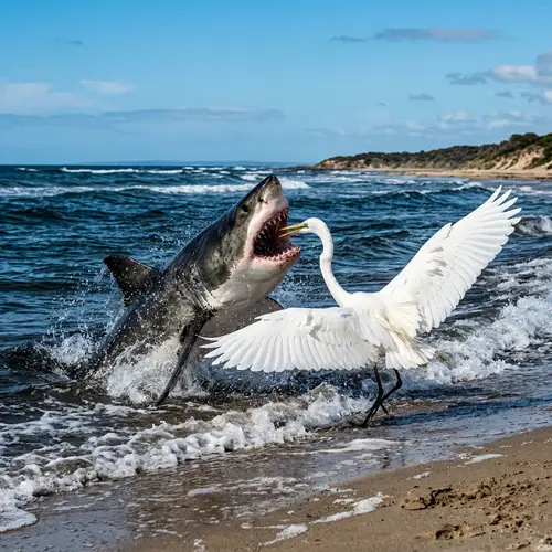 Shark vs Crane Battle: Epic Fight in the Ocean