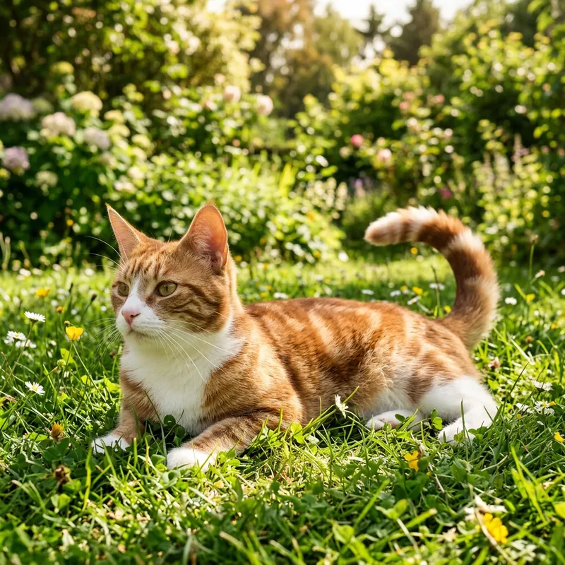 Charming Outdoor Cat Enjoying Sunlight