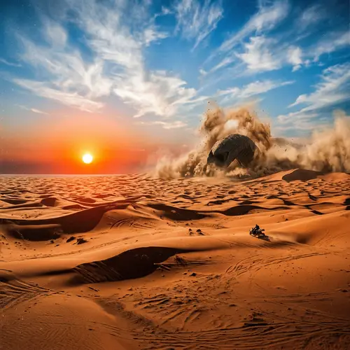 Sci-Fi Desert Landscape with Giant Worm | Dune-Inspired Art