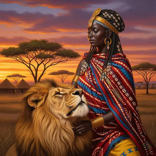 Sub-Saharan Strength Tarot Card - Realistic Art