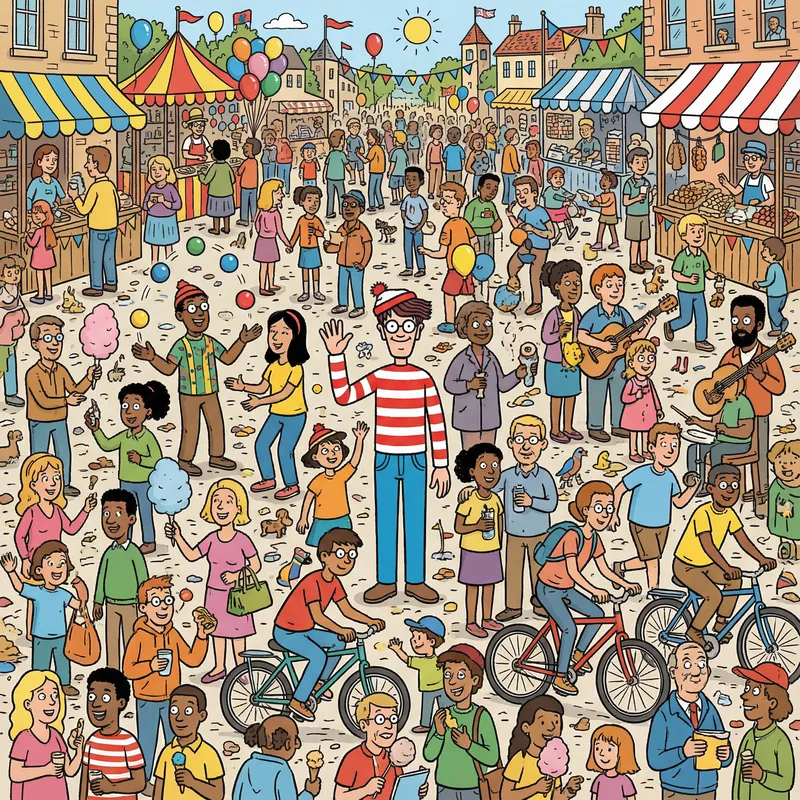 Whimsical 'Where's Waldo' Style Images | Detailed & Colorful Illustrations