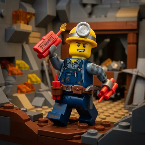 Dynamike from Brawl Stars game in lego style 